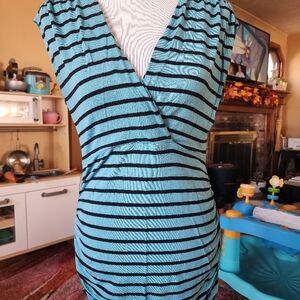 Aqua Striped Maternity Shirt